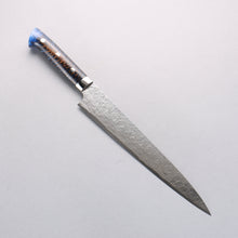  Takeshi Saji SG2 Diamond Finish Damascus Sujihiki 240mm Pine Cone and Blue Acrylic Handle - Seisuke Knife