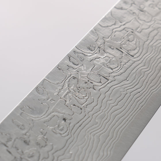 Takeshi Saji SG2 Diamond Finish Damascus Sujihiki 240mm Pine Cone and Blue Acrylic Handle - Seisuke Knife