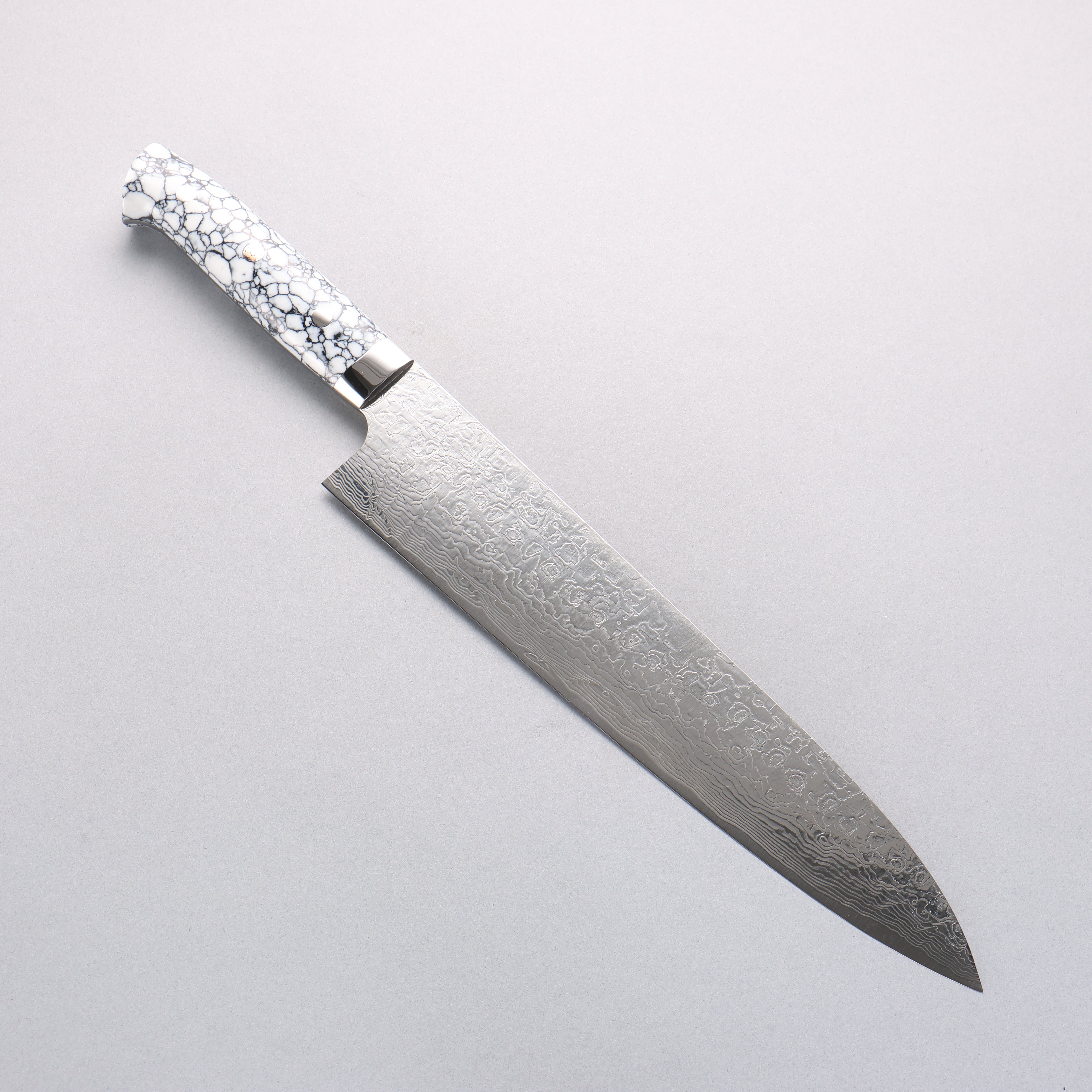 Takeshi Saji SG2 Diamond Finish Damascus Gyuto 270mm White Turquoise Handle - Seisuke Knife