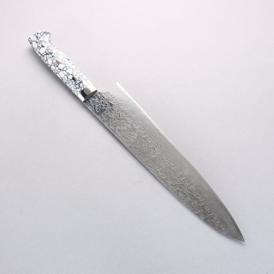 Takeshi Saji SG2 Diamond Finish Damascus Gyuto 270mm White Turquoise Handle - Seisuke Knife