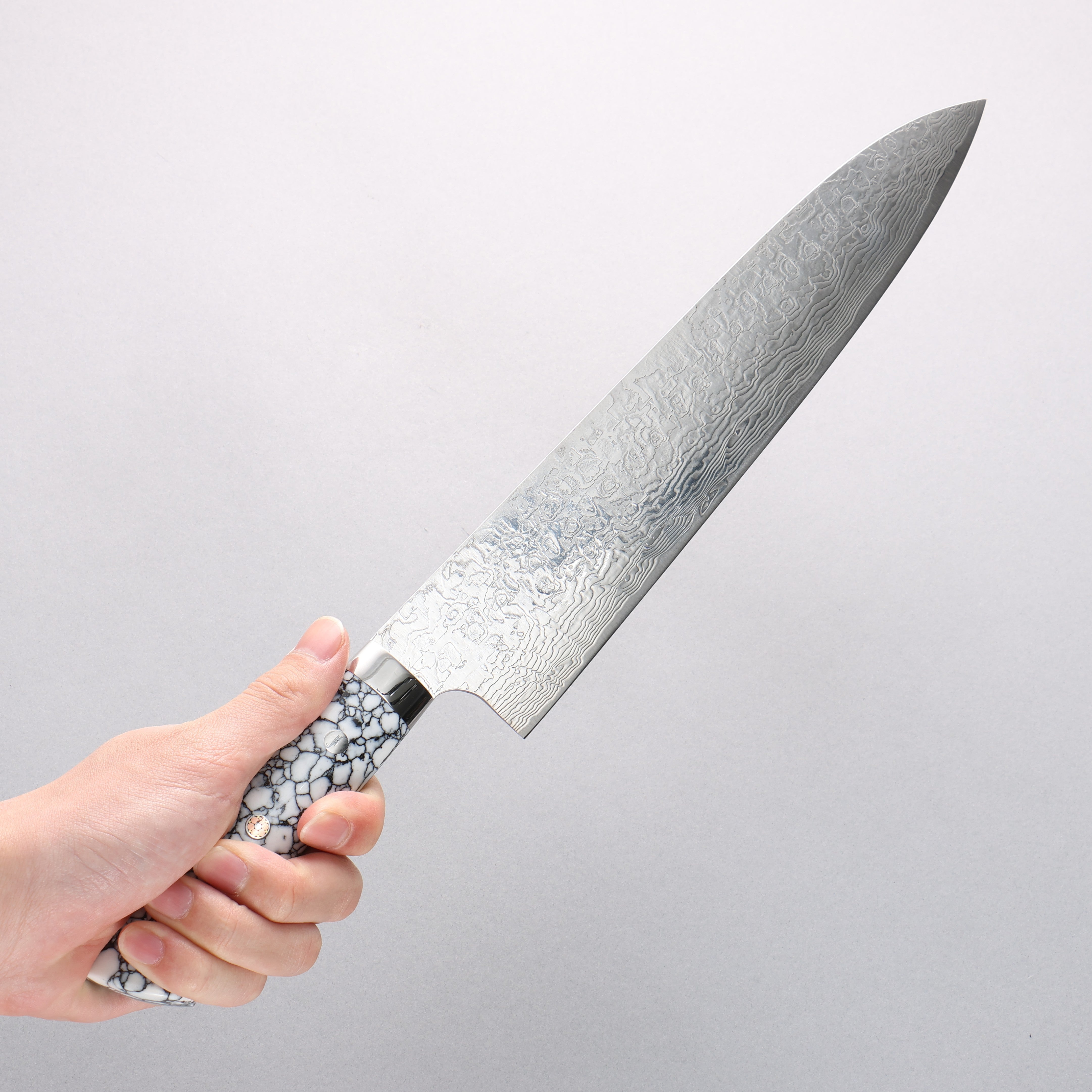 Takeshi Saji SG2 Diamond Finish Damascus Gyuto 270mm White Turquoise Handle - Seisuke Knife