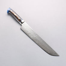  Takeshi Saji SG2 Diamond Finish Damascus Sakimaru Sujihiki 240mm Pine Cone and Blue Acrylic Handle - Seisuke Knife
