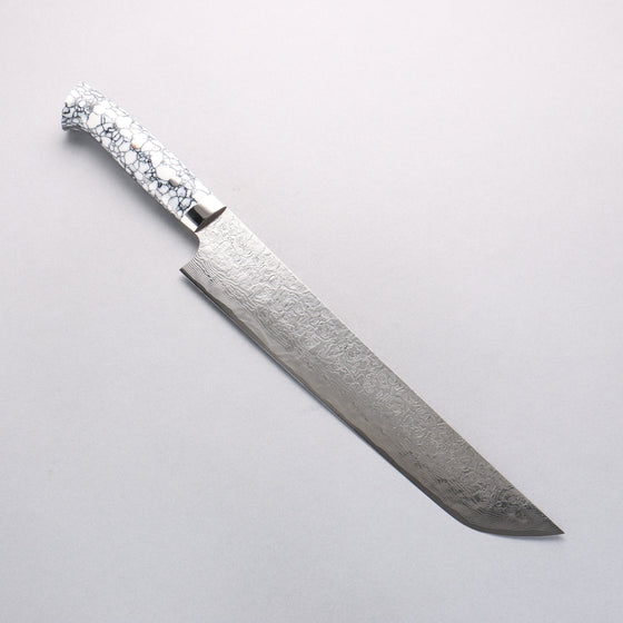 Takeshi Saji SG2 Diamond Finish Damascus Sakimaru Sujihiki 270mm White Turquoise Handle - Seisuke Knife