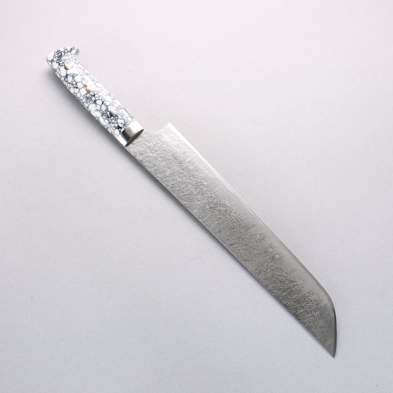 Takeshi Saji SG2 Diamond Finish Damascus Sakimaru Sujihiki 270mm White Turquoise Handle - Seisuke Knife