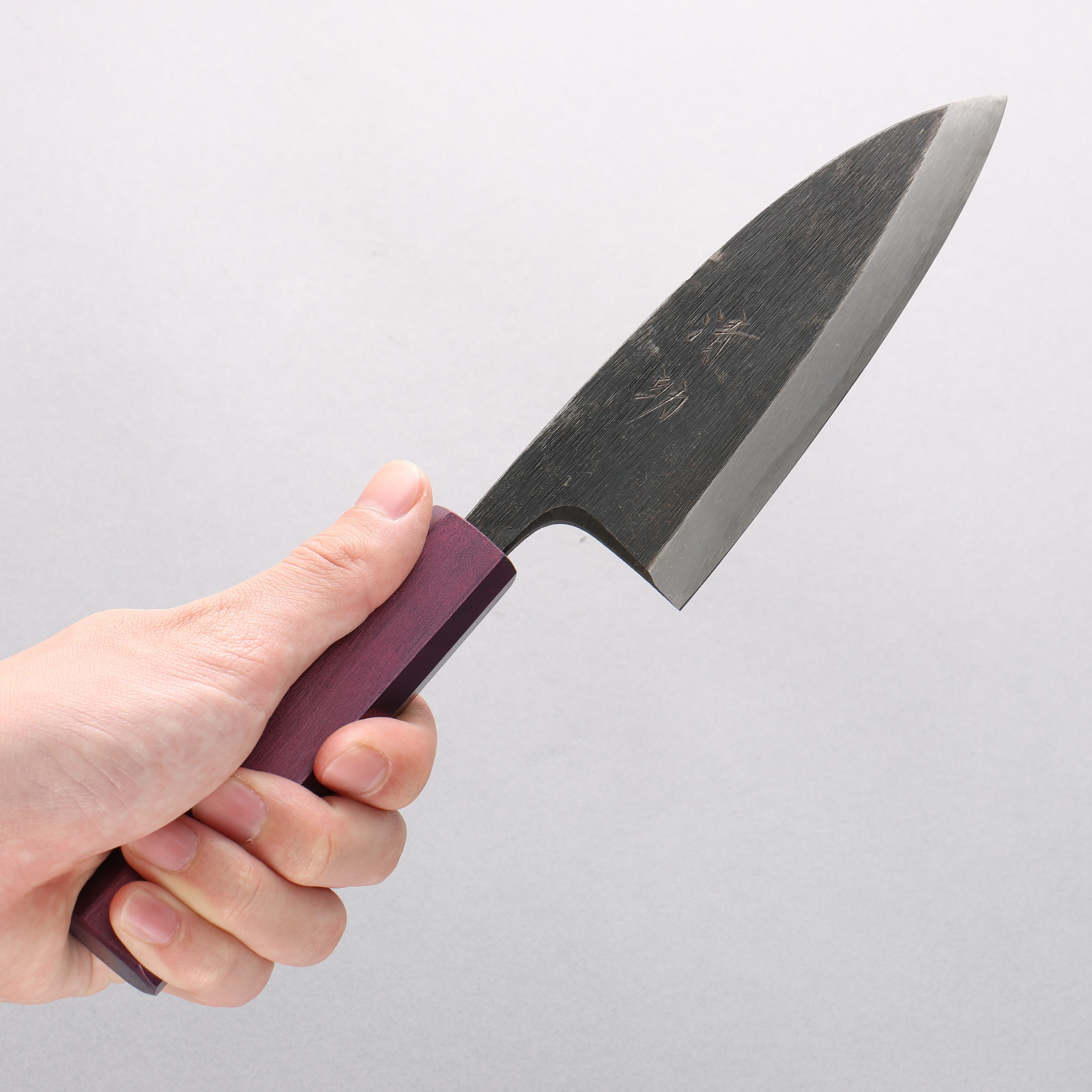 Seisuke White Steel No.2 Kurouchi Deba 135mm Purple Lacquered Handle - Seisuke Knife