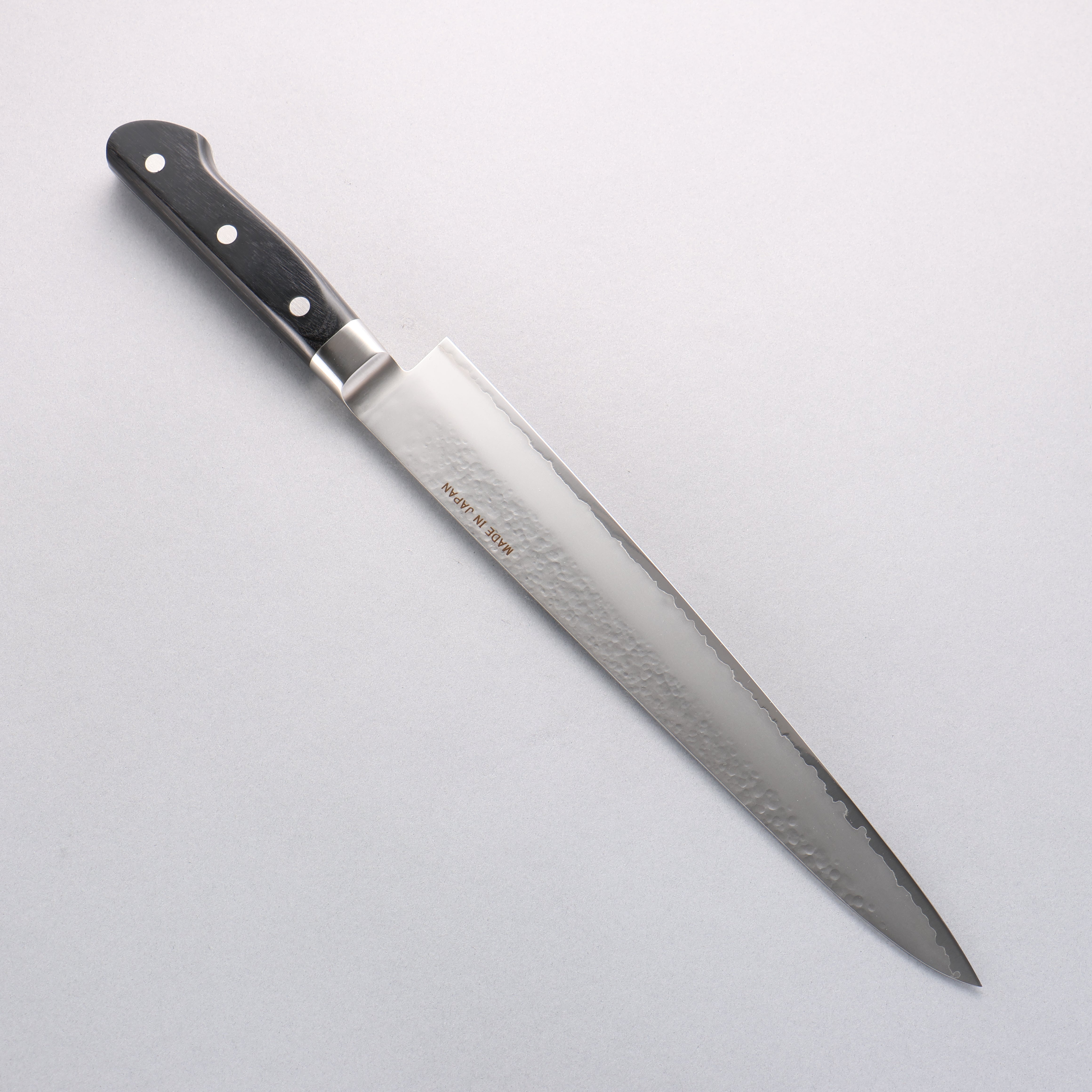 Seisuke VG5 Hammered Kasumitogi Sujihiki 270mm Black Pakka wood Handle - Seisuke Knife