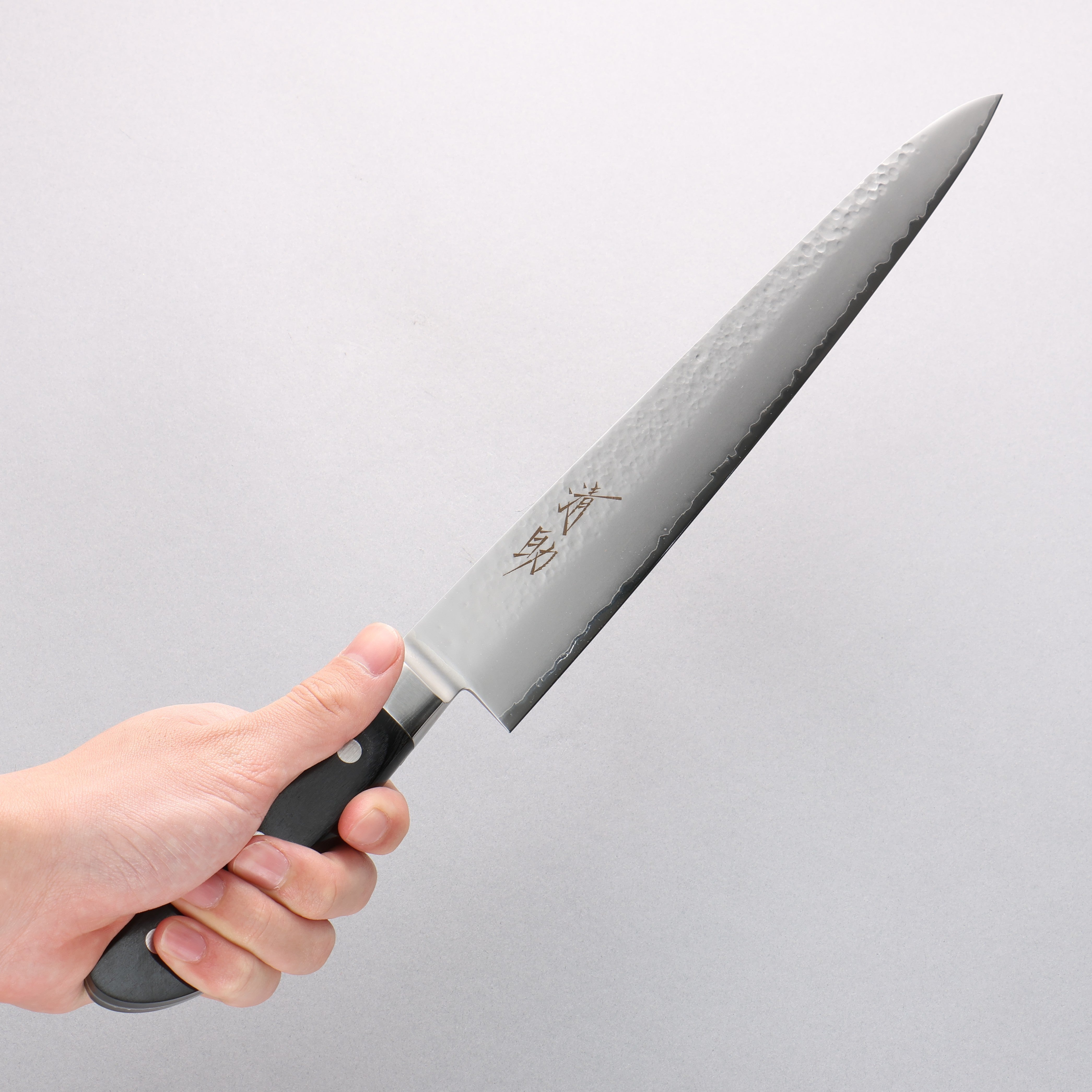 Seisuke VG5 Hammered Kasumitogi Sujihiki 270mm Black Pakka wood Handle - Seisuke Knife