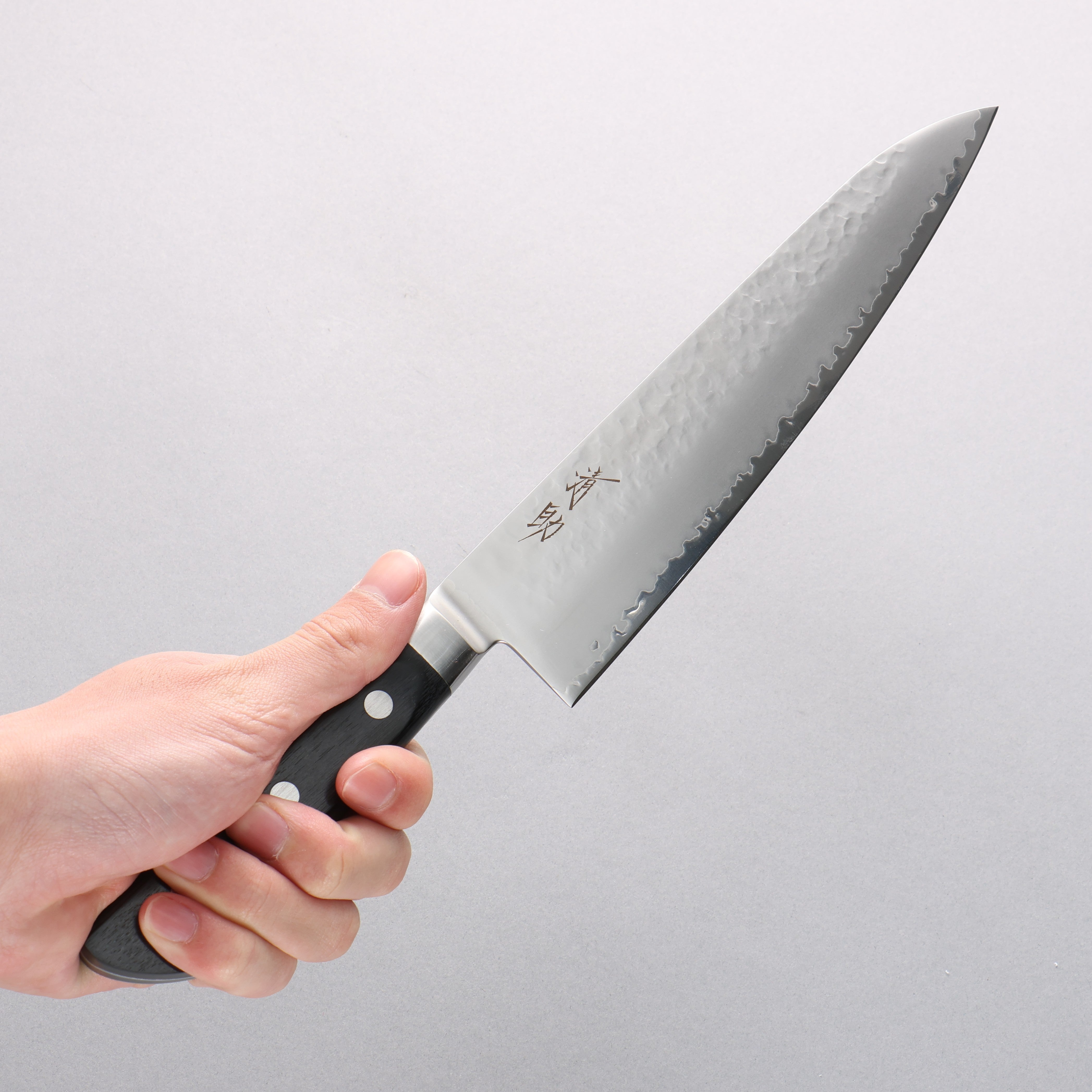 Seisuke VG5 Hammered Kasumitogi Gyuto 210mm Black Pakka wood Handle - Seisuke Knife