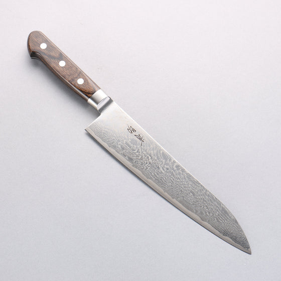 Seisuke Nami AUS10 Mirrored Finish Damascus Gyuto 210mm Brown Pakka wood Handle - Seisuke Knife
