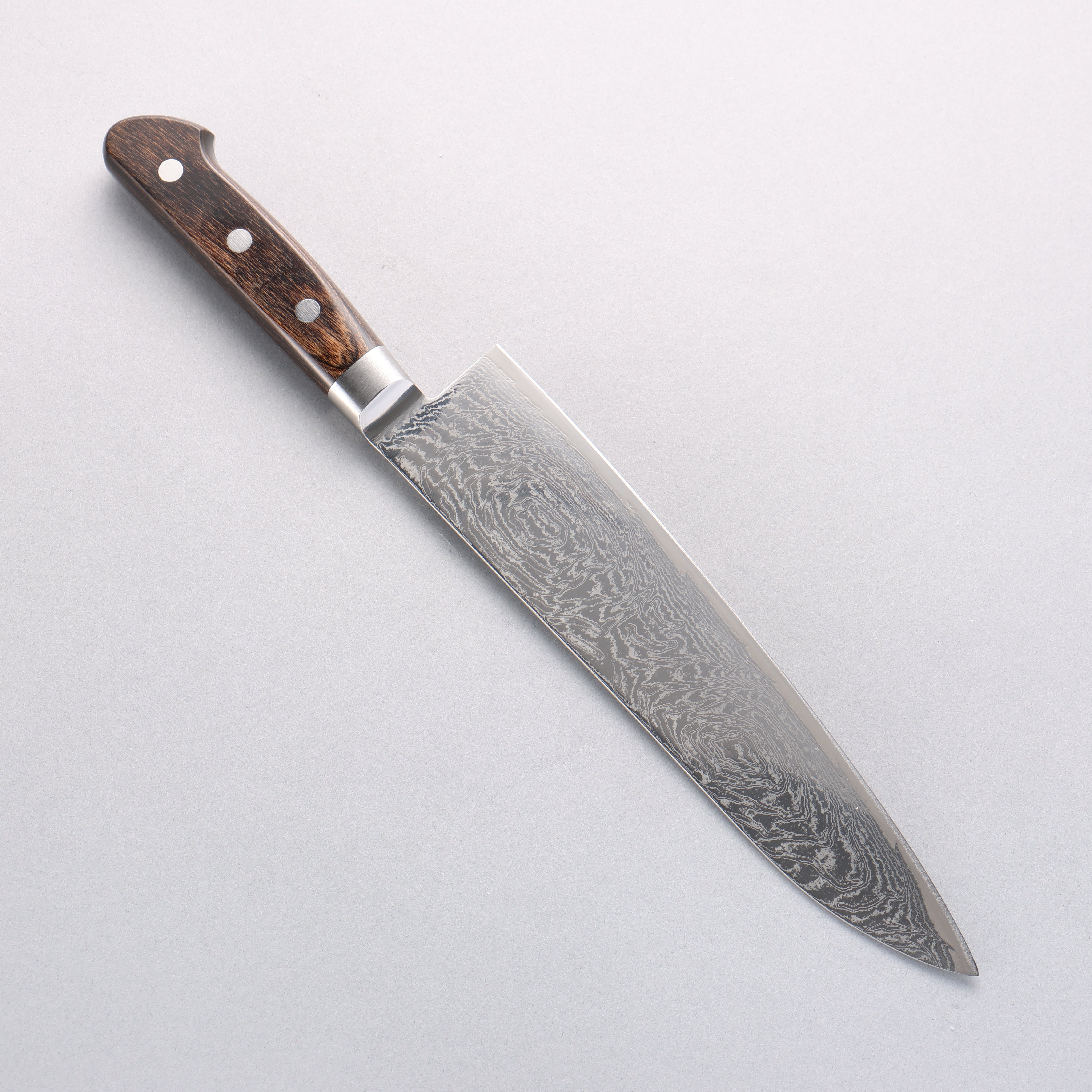 Seisuke Nami AUS10 Mirrored Finish Damascus Gyuto 210mm Brown Pakka wood Handle - Seisuke Knife