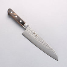  Seisuke AUS8 Hammered Santoku 180mm Brown Pakka wood Handle - Seisuke Knife