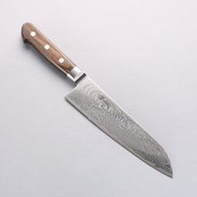  Seisuke Nami AUS10 Mirrored Finish Damascus Santoku 180mm Brown Pakka wood Handle - Seisuke Knife