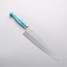  Yu Kurosaki Senko Ei SG2 Hammered Gyuto 210mm Turquoise Handle with Sheath - Seisuke Knife