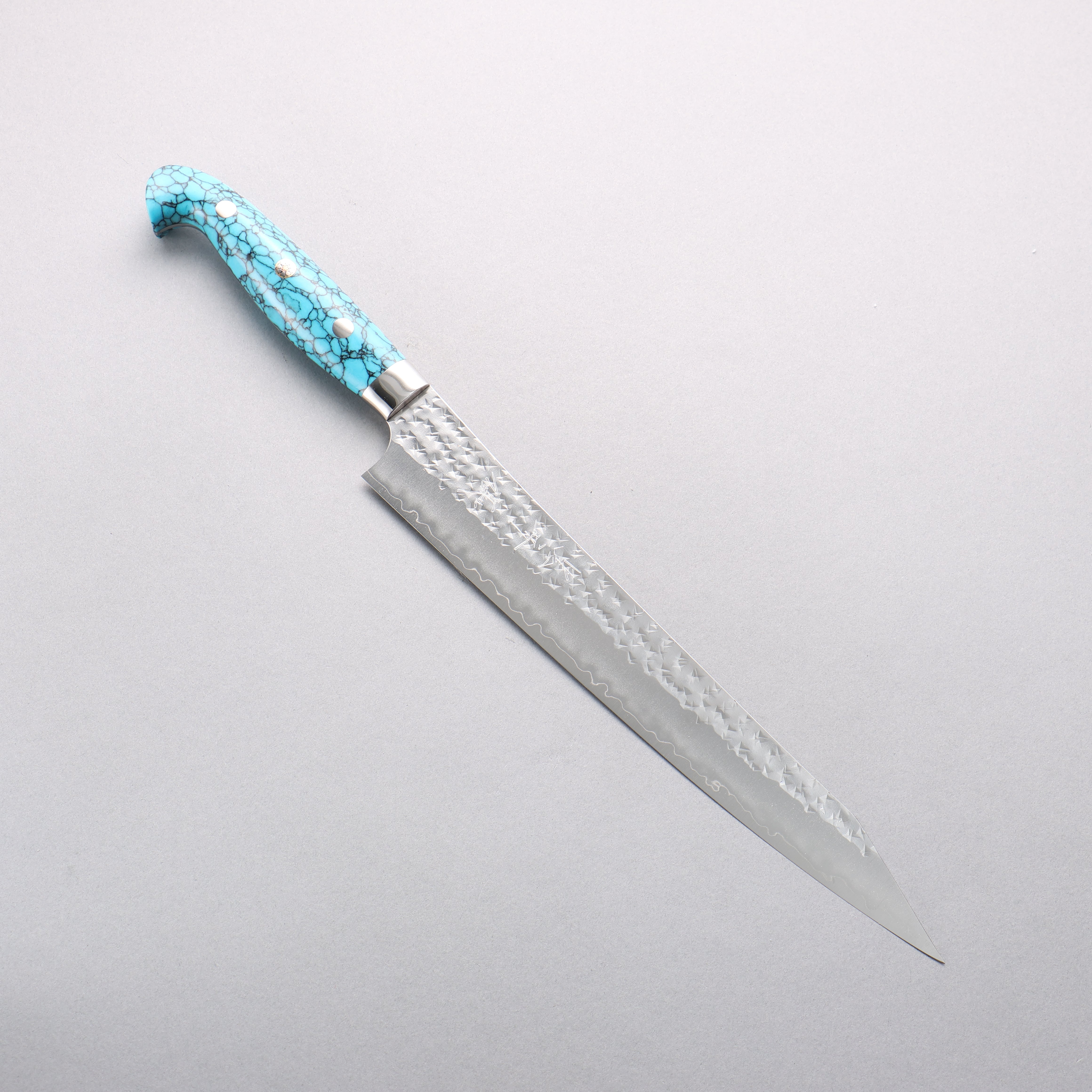 Yu Kurosaki Senko Ei SG2 Hammered Sujihiki 240mm Turquoise Handle with Sheath - Seisuke Knife