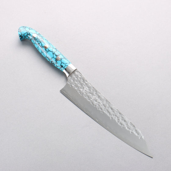 Yu Kurosaki Senko Ei SG2 Hammered Bunka 170mm Turquoise Handle with Sheath - Seisuke Knife