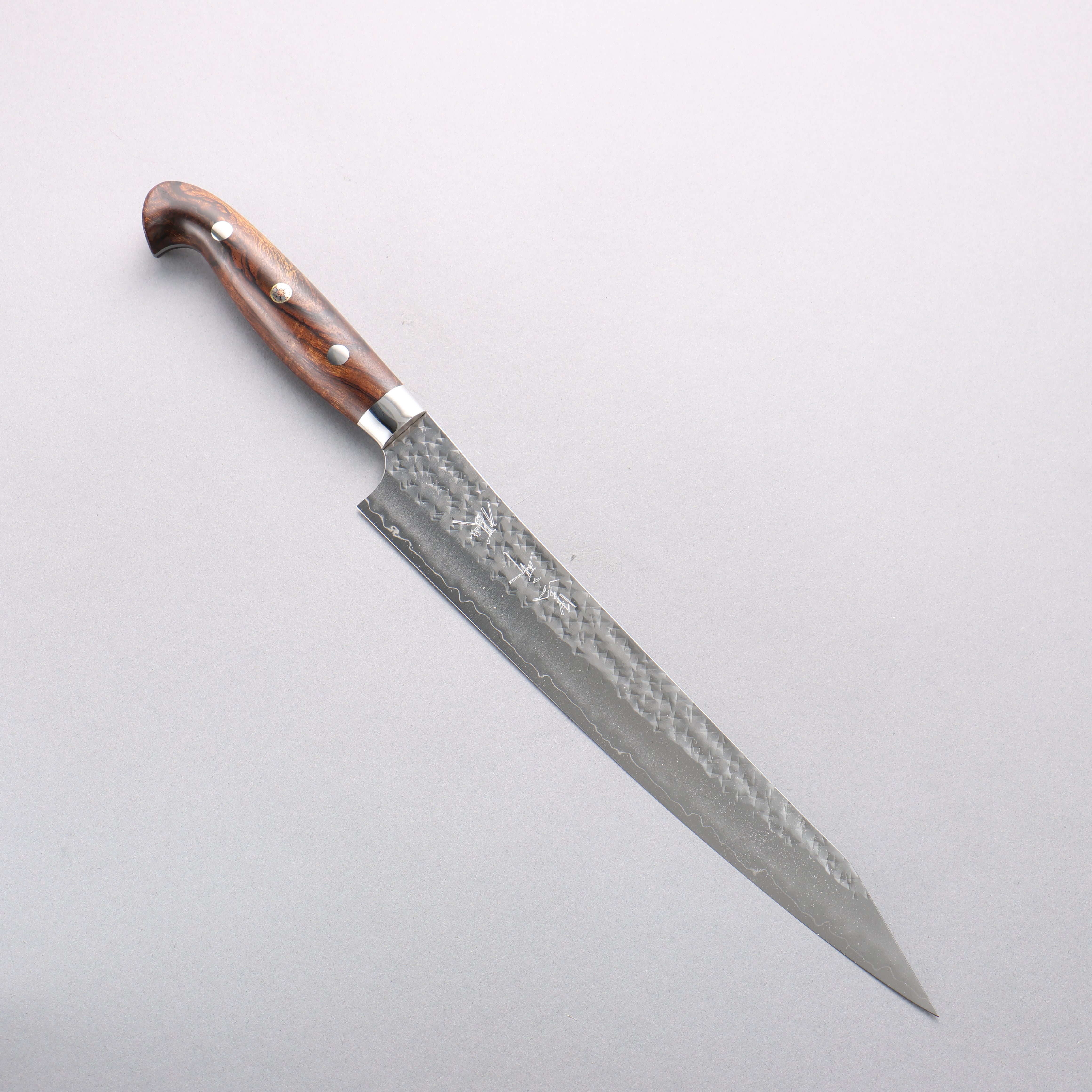 Yu Kurosaki Senko Ei SG2 Hammered Sujihiki 240mm Ironwood Handle with Sheath - Seisuke Knife