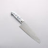 Takeshi Saji SG2 Diamond Finish Damascus Santoku 180mm White Turquoise Handle - Seisuke Knife - Slide 1