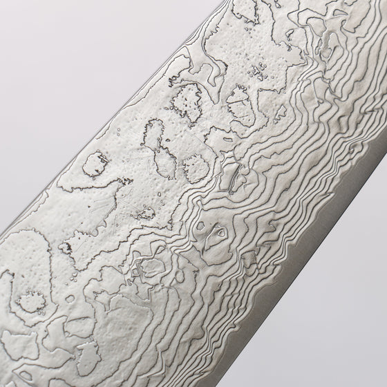 Takeshi Saji SG2 Diamond Finish Damascus Gyuto 180mm Pine Cone and Blue Acrylic Handle - Seisuke Knife