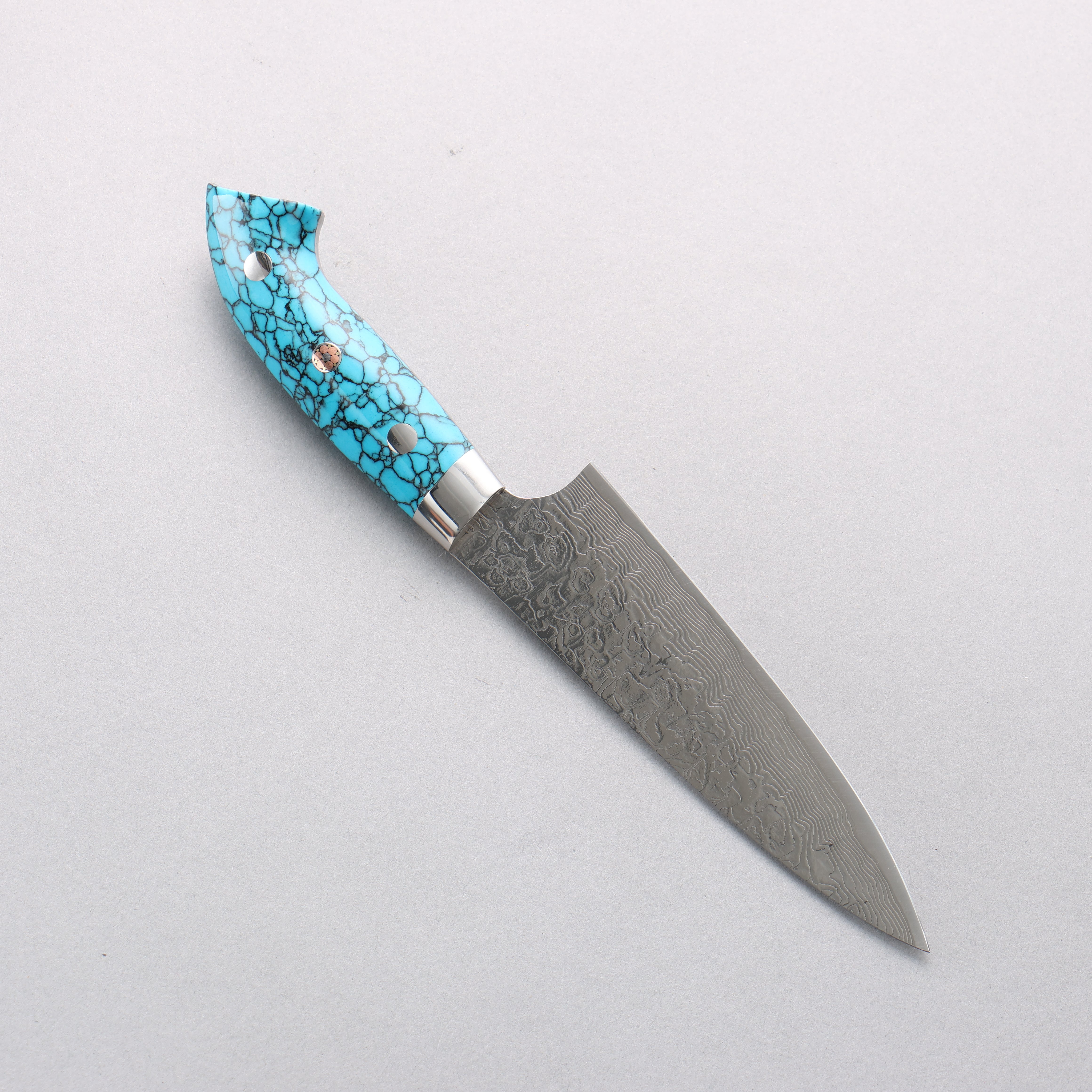 Takeshi Saji New Nomura Style SG2 Diamond Finish Damascus Petty-Utility 130mm Blue Turquoise Handle - Seisuke Knife