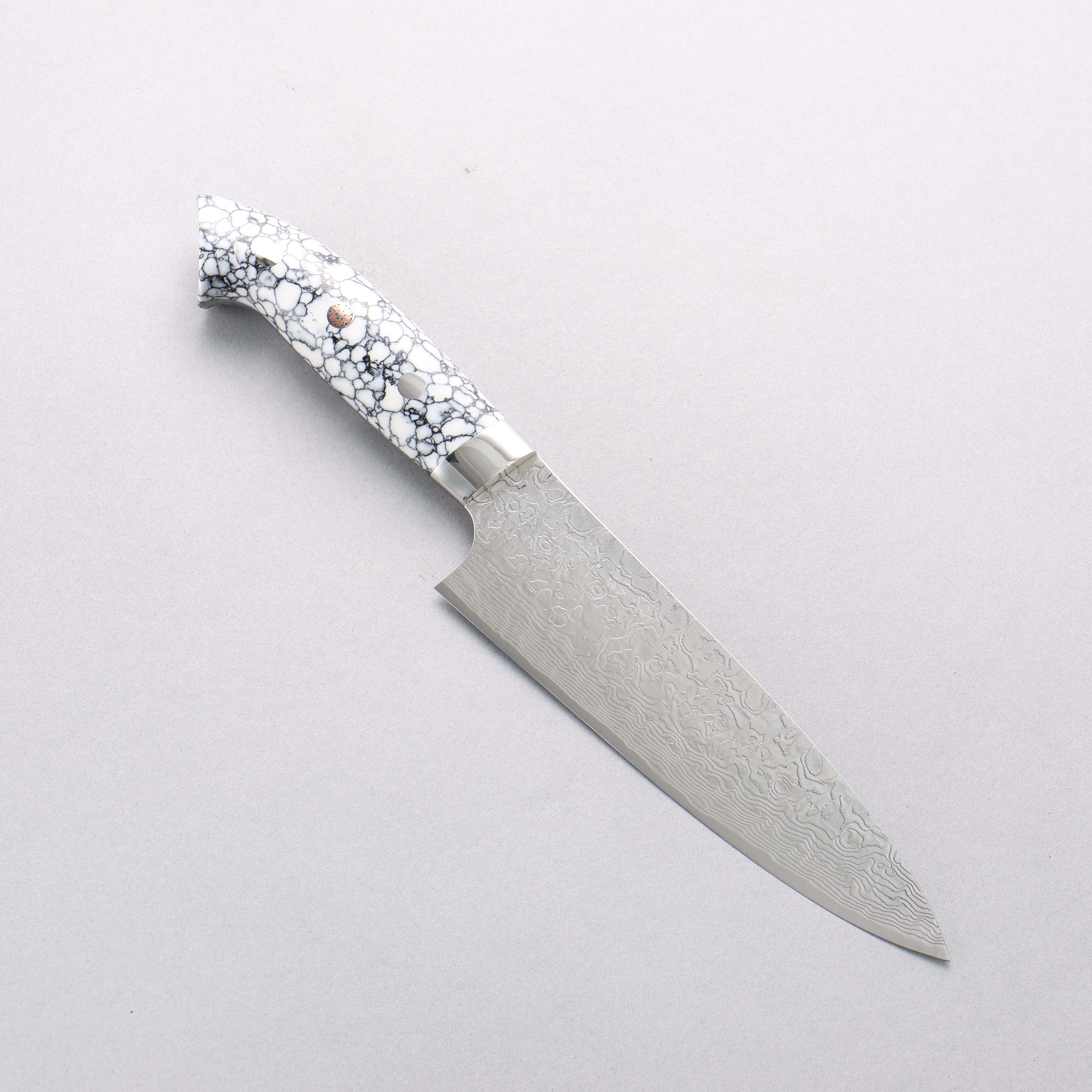 Takeshi Saji SG2 Diamond Finish Damascus Petty-Utility 150mm White Turquoise Handle - Seisuke Knife