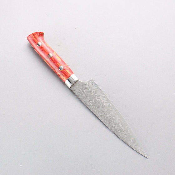 Takeshi Saji SG2 Diamond Finish Damascus Petty-Utility 150mm Red Turquoise Handle - Seisuke Knife