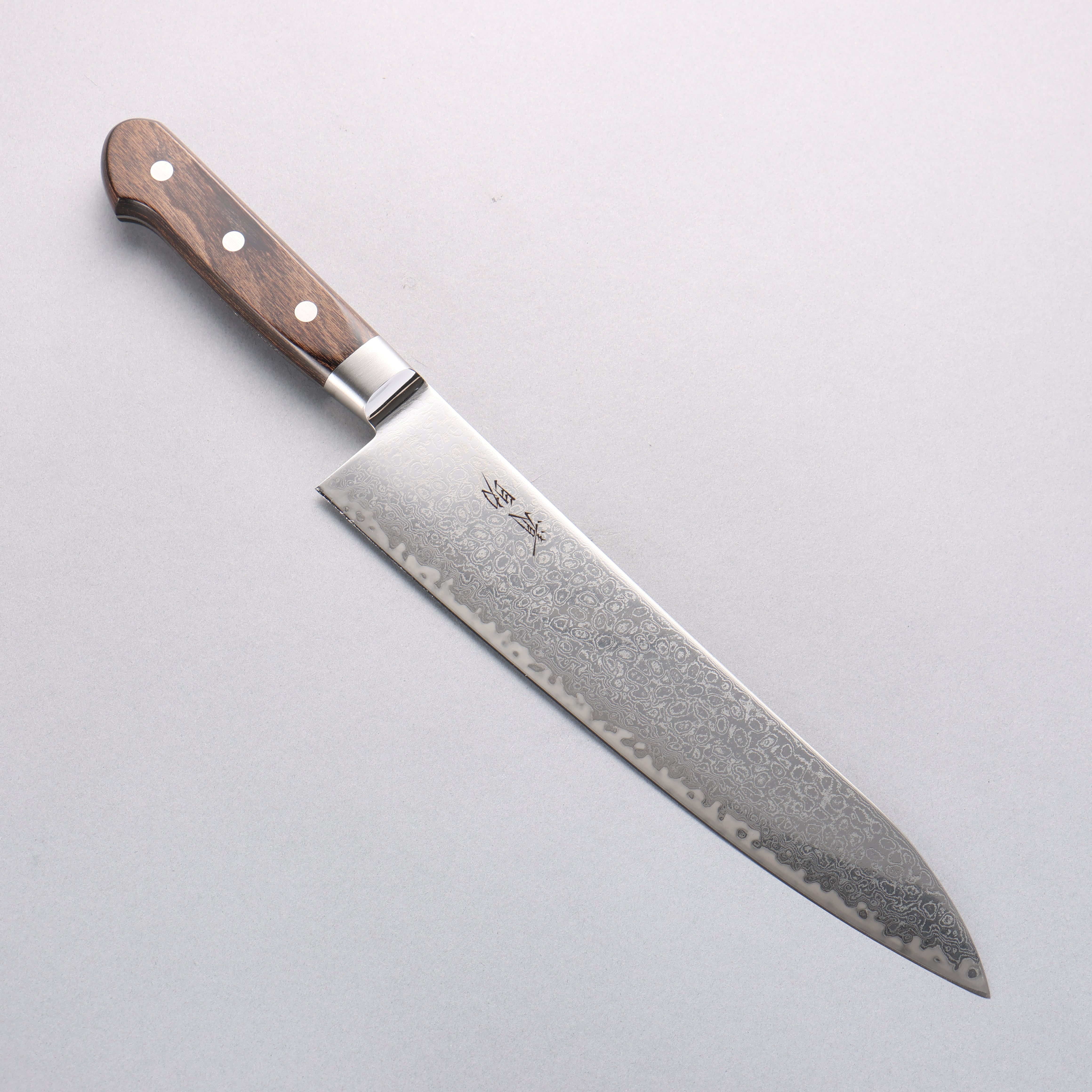 Seisuke Kagami2 AUS10 Mirrored Finish Damascus Gyuto 240mm Brown Pakka wood Handle - Seisuke Knife