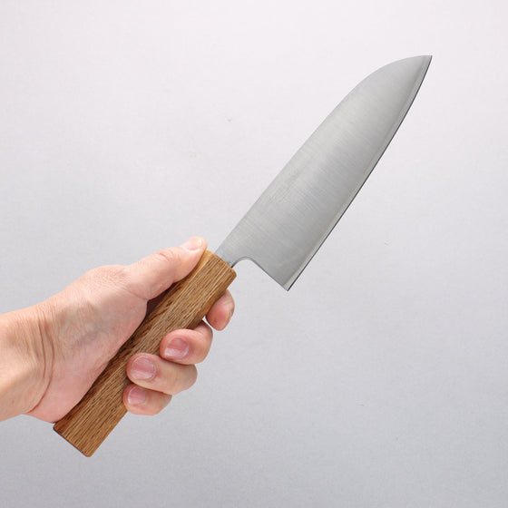Seisuke Silver Steel No.3 Migaki Finished Santoku 165mm Oak Handle - Seisuke Knife