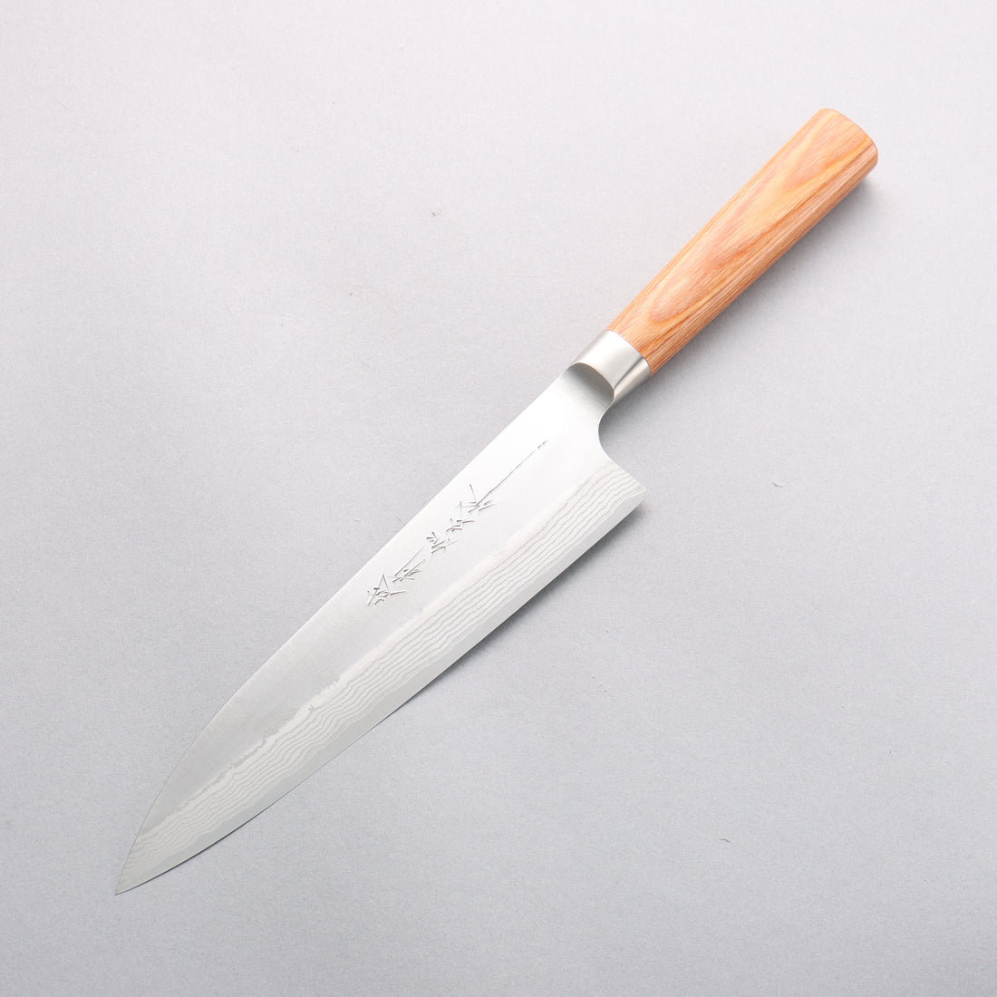  Kamo Hamono VG10 Damascus Gyuto 210mm Brown Pakka wood Handle - Seisuke Knife