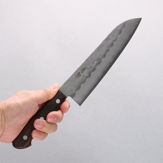 Seisuke Silver Steel No.3 Nashiji Santoku 180mm Brown Pakka wood Handle - Seisuke Knife