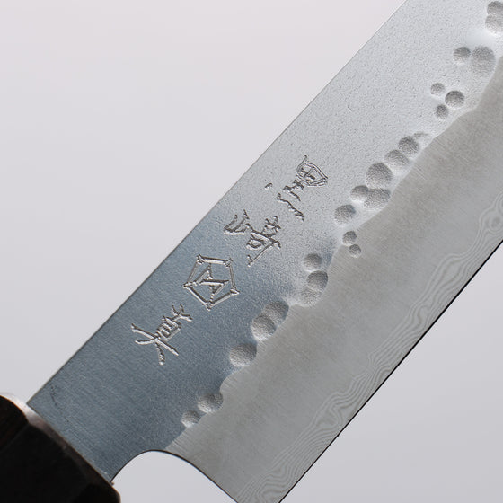 Makoto Kurosaki Coreless Hammered (Halfway) Petty-Utility 135mm Ebony Wood Handle VG2/VG10 - Seisuke Knife