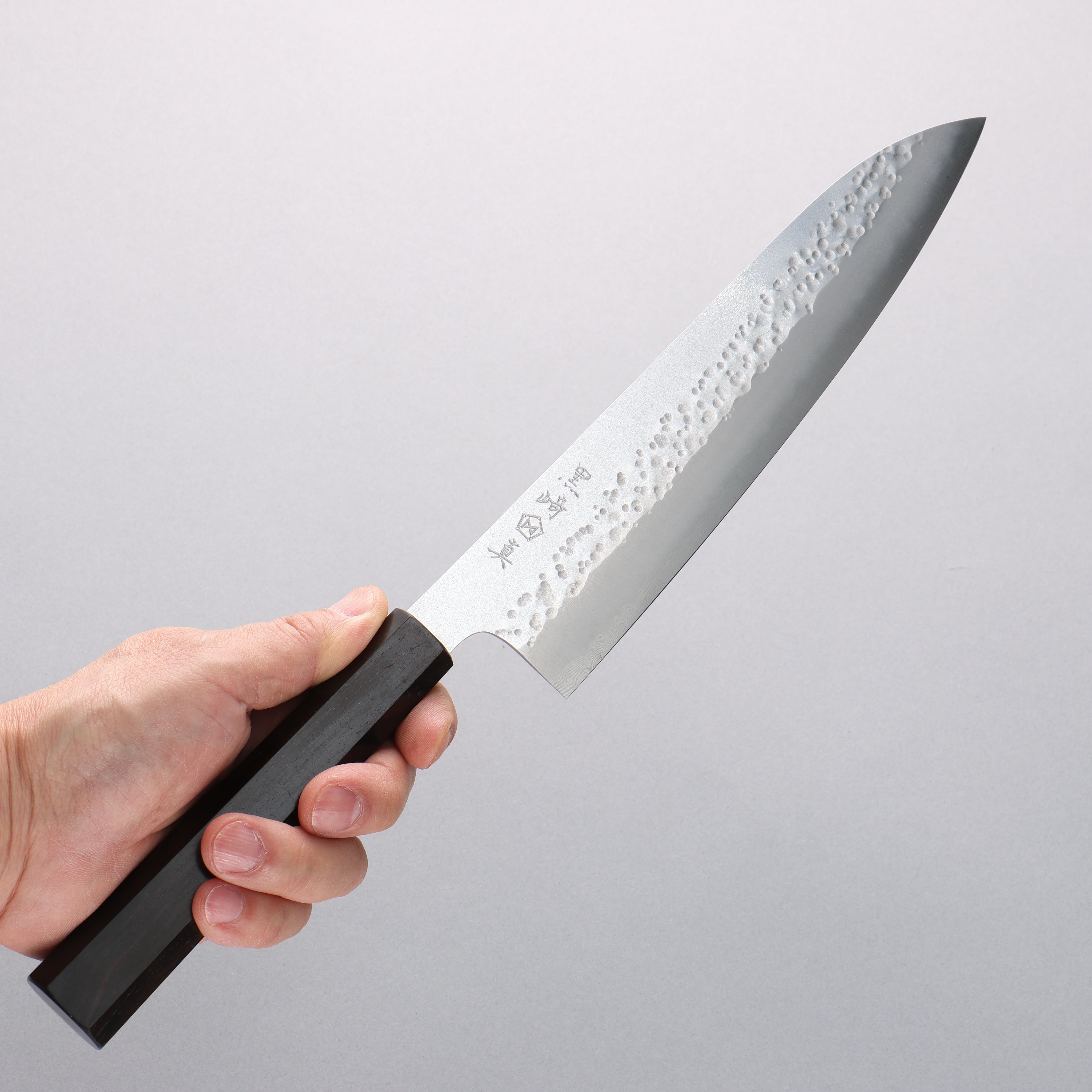 Makoto Kurosaki Coreless Hammered (Halfway) Gyuto 210mm Ebony Wood Handle VG2/VG10 - Seisuke Knife