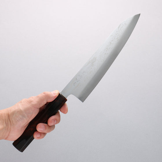 Makoto Kurosaki VG10w Damascus Gyuto 210mm Lacquered Red & Black Marble Handle - Seisuke Knife