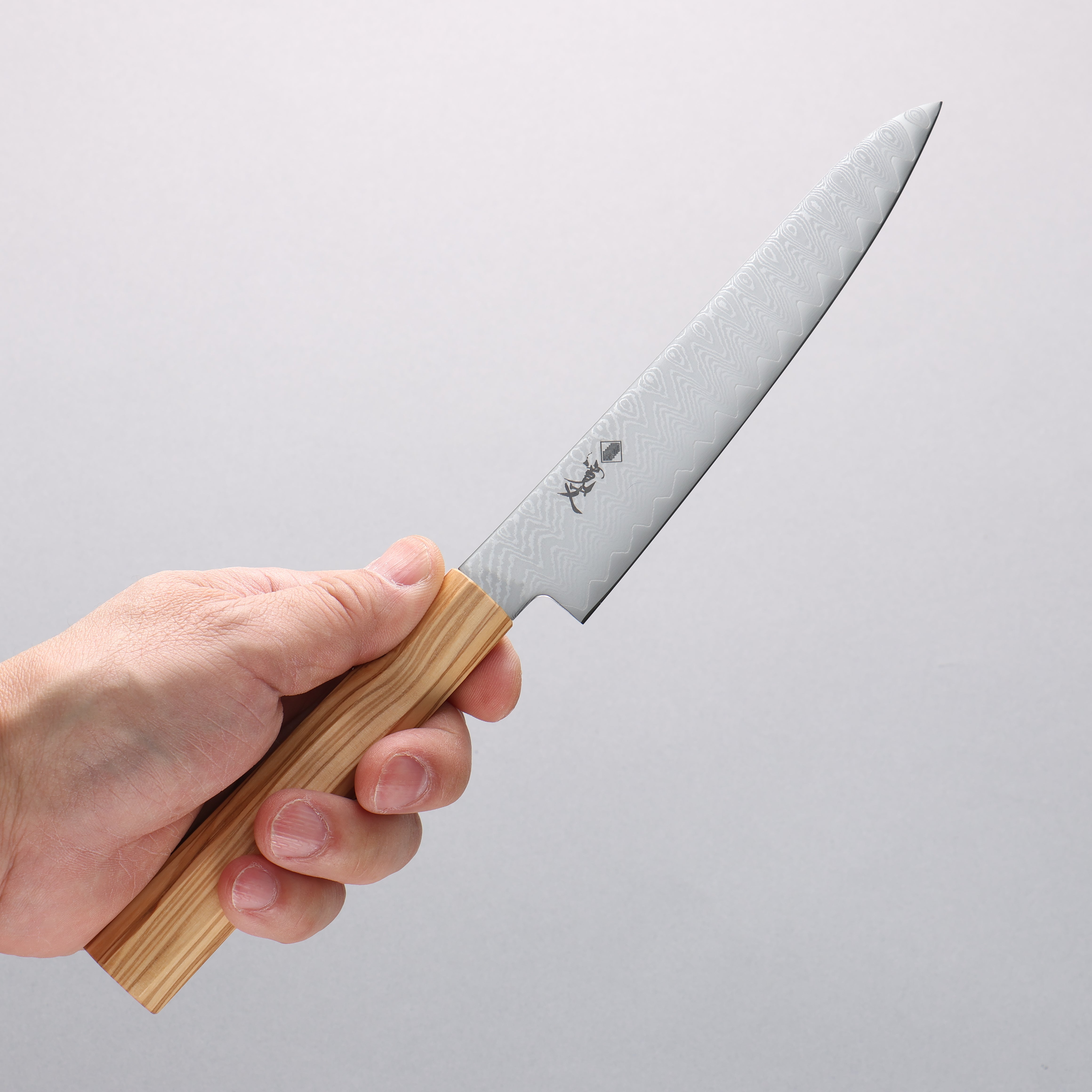 Kanjyo VG10 Damascus Petty-Utility 150mm Olive Wood Handle - Seisuke Knife