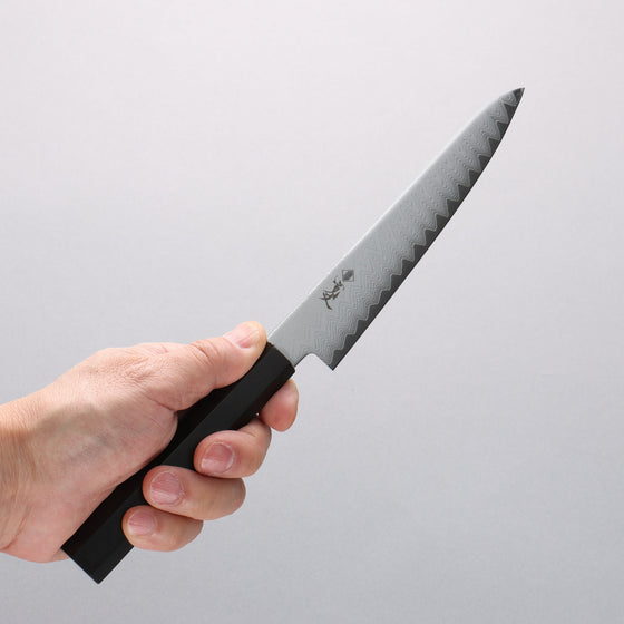 Kanjyo VG10 Damascus Petty-Utility 150mm Ebony Wood Handle - Seisuke Knife