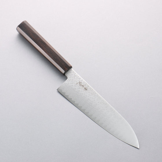 Kanjyo VG10 Damascus Santoku 180mm Ebony Wood Handle - Seisuke Knife