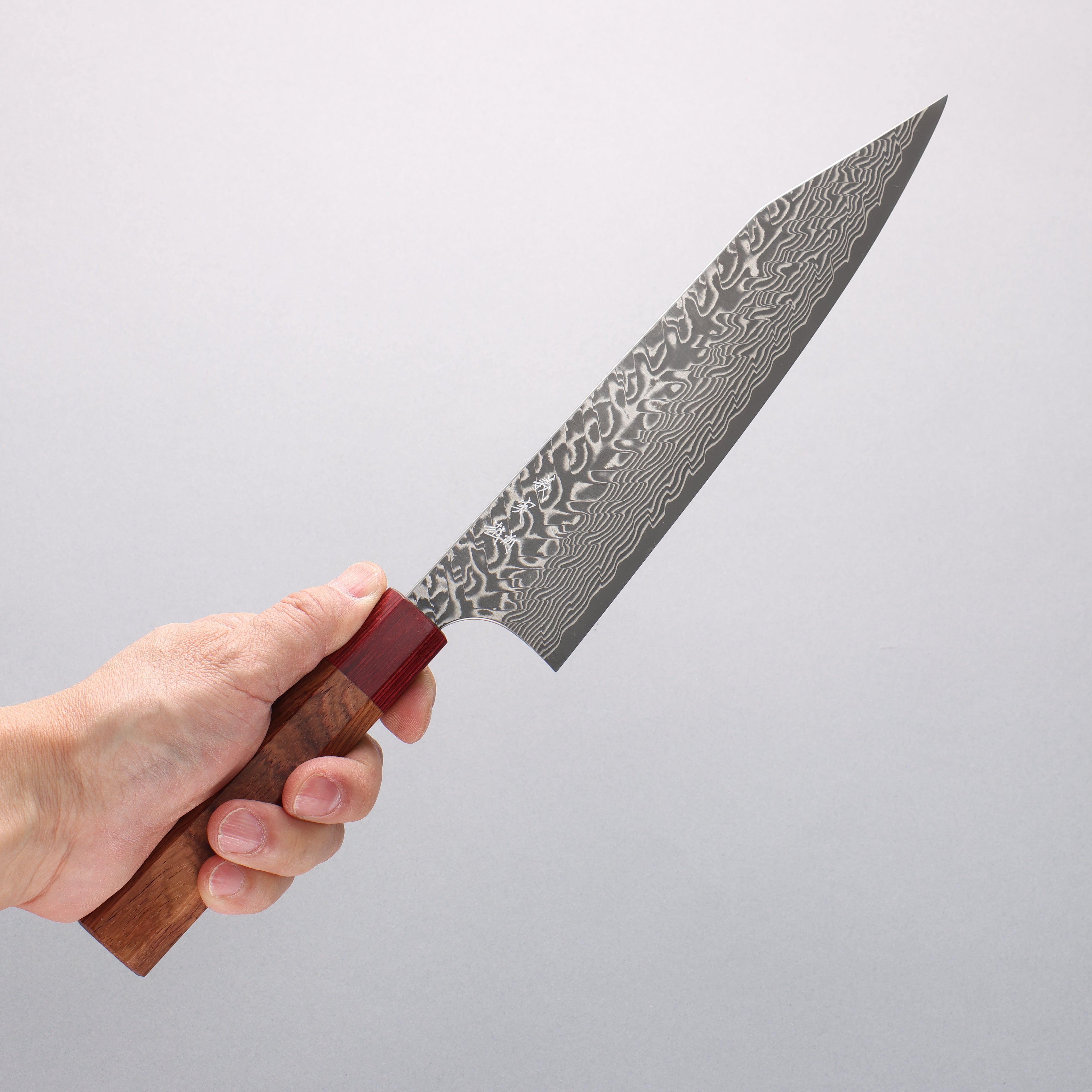 Yoshimi Kato SG2 Black Damascus Kiritsuke Gyuto 210mm Honduras (ferrule: Red Pakka wood) Handle - Seisuke Knife