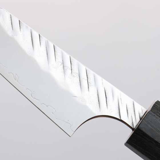 Yoshimi Kato SPG STRIX V-Hammered Kiritsuke Petty-Utility 80mm White Ring & Stabilized Wood Handle - Seisuke Knife