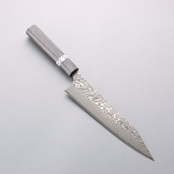 Yoshimi Kato SG2 Black Damascus Kiritsuke Gyuto 210mm Black Stabilized Wood (White Turquoise Ring) Handle - Seisuke Knife