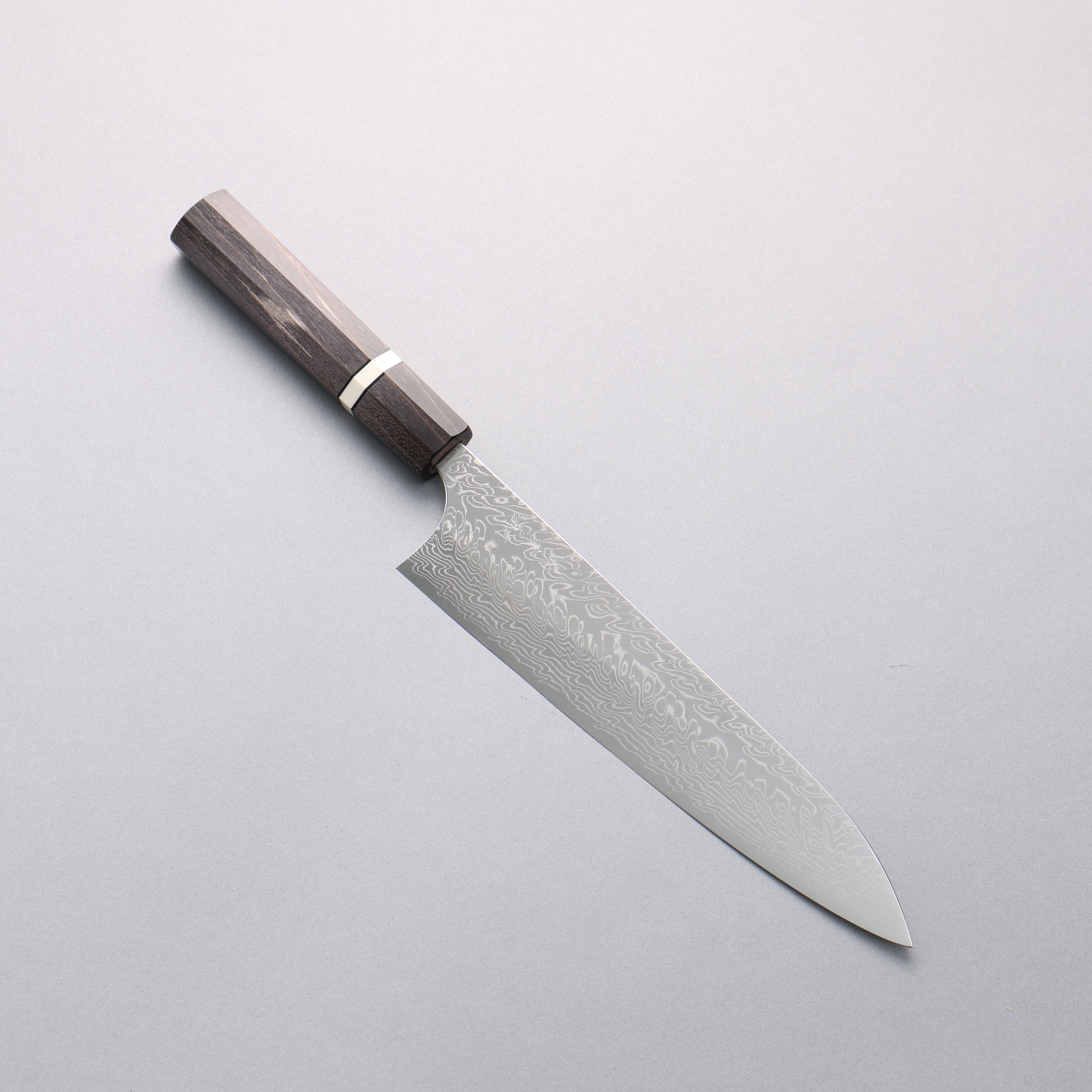 Yoshimi Kato SG2 Damascus Migaki Gyuto 210mm Stabilized Wood & White Ring Handle - Seisuke Knife