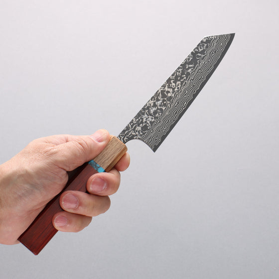 Yoshimi Kato SG2 Black Damascus Small Bunka 130mm Padoauk(Turquoise Ring) Handle - Seisuke Knife