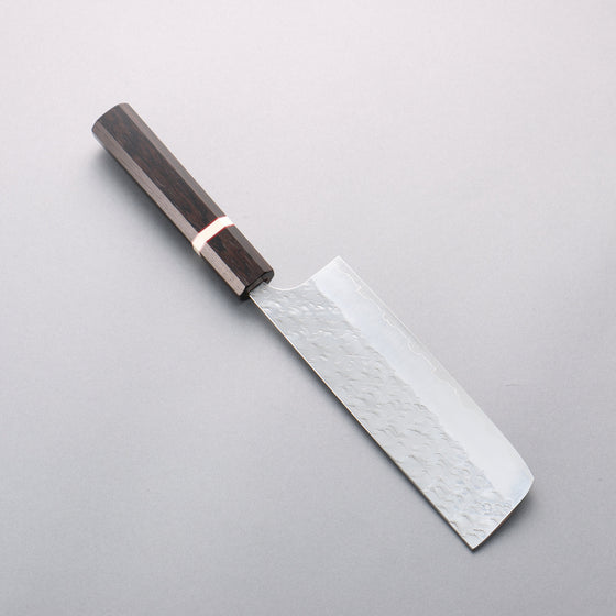 Yoshimi Kato Hyo SG2 Hammered Nakiri 165mm Ebony Wood & White Ring Handle - Seisuke Knife
