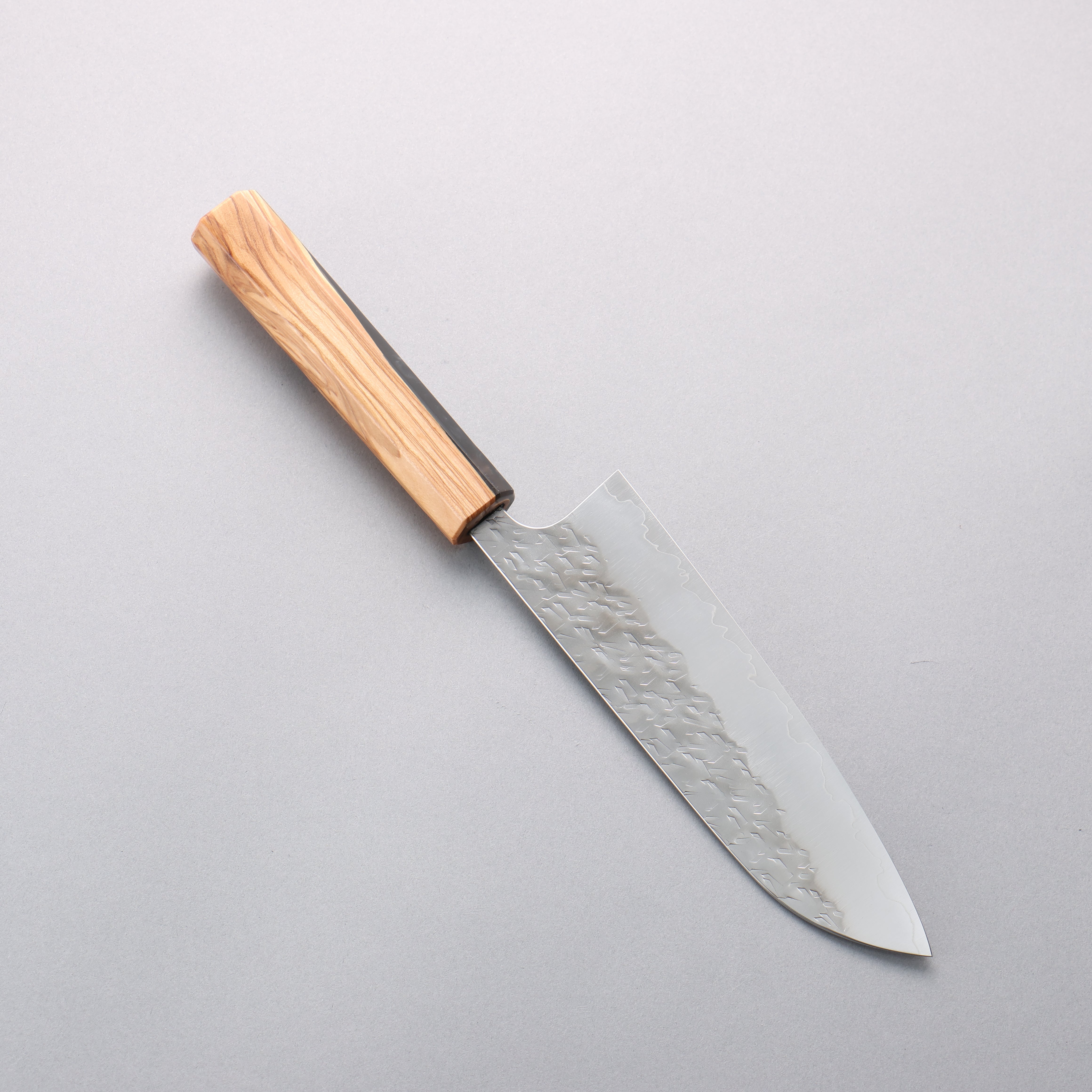 Yoshimi Kato Hyo SG2 Hammered Santoku 170mm Olive Wood & Black Marble Resin Handle - Seisuke Knife