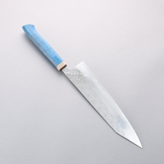 Yoshimi Kato Hyo SG2 Hammered Kiritsuke Gyuto 240mm Western style (blue) Handle - Seisuke Knife