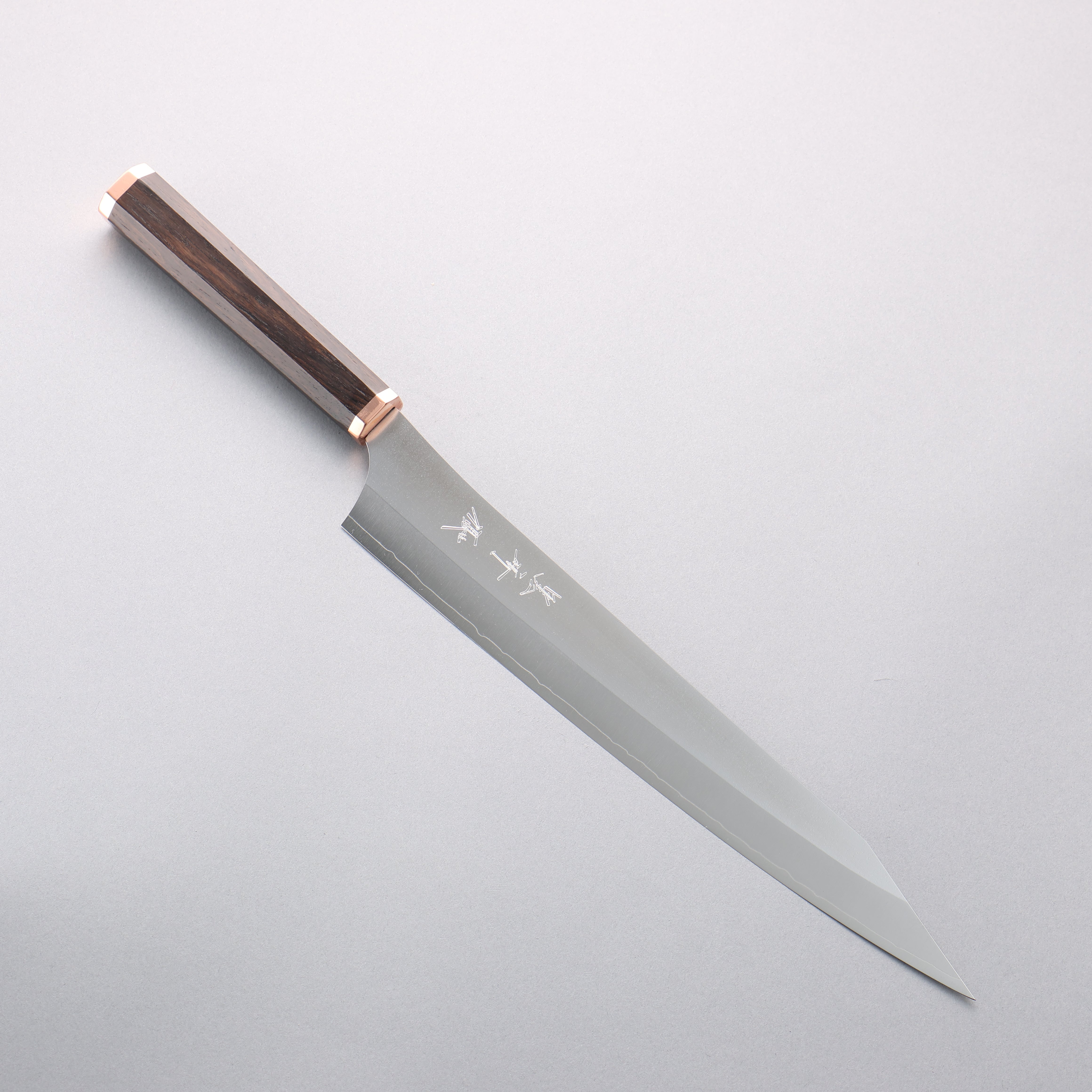 Yu Kurosaki New Gekko VG-XEOS Sujihiki 270mm Ebony (Copper Ferrule and End Cap) Handle - Seisuke Knife
