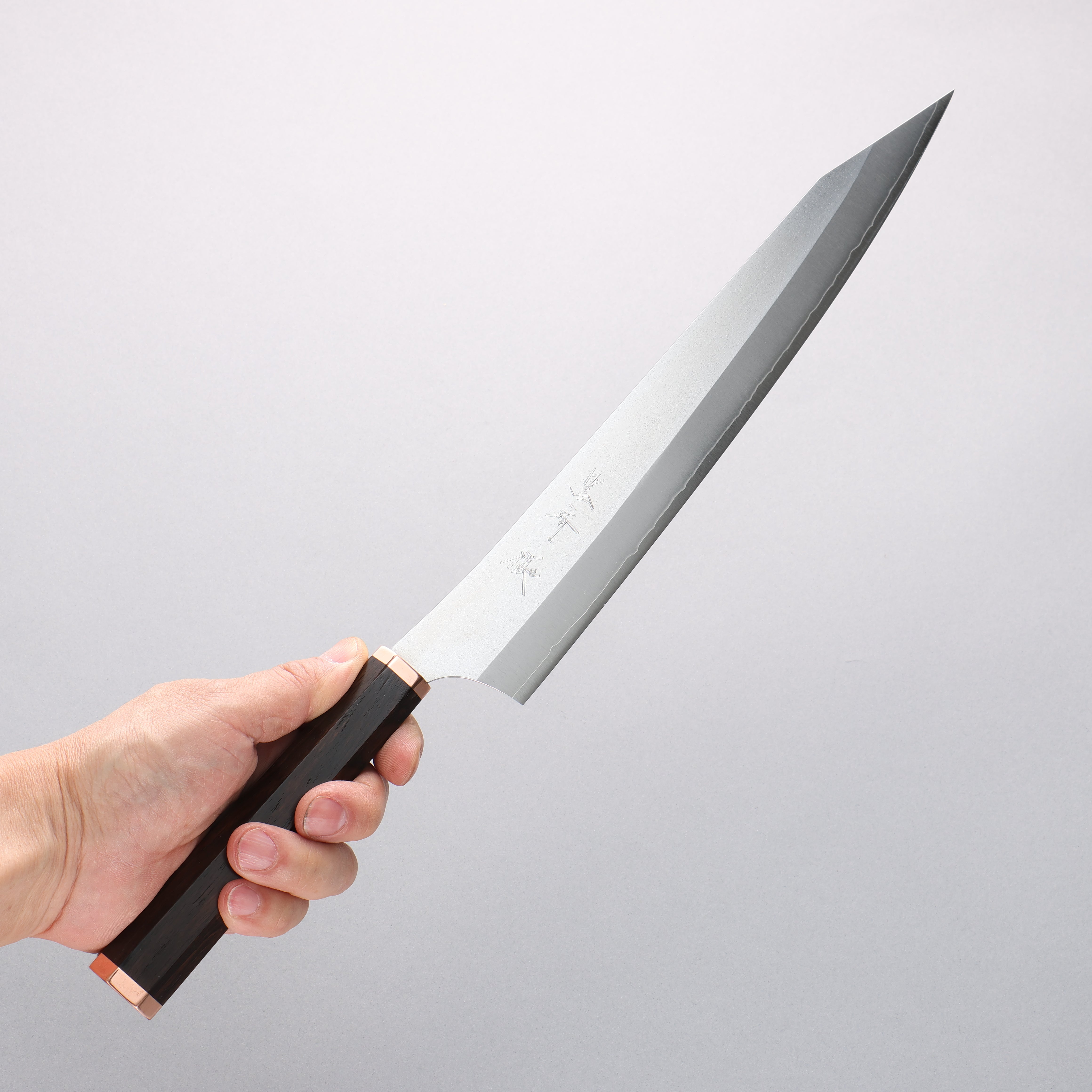 Yu Kurosaki New Gekko VG-XEOS Sujihiki 270mm Ebony (Copper Ferrule and End Cap) Handle - Seisuke Knife