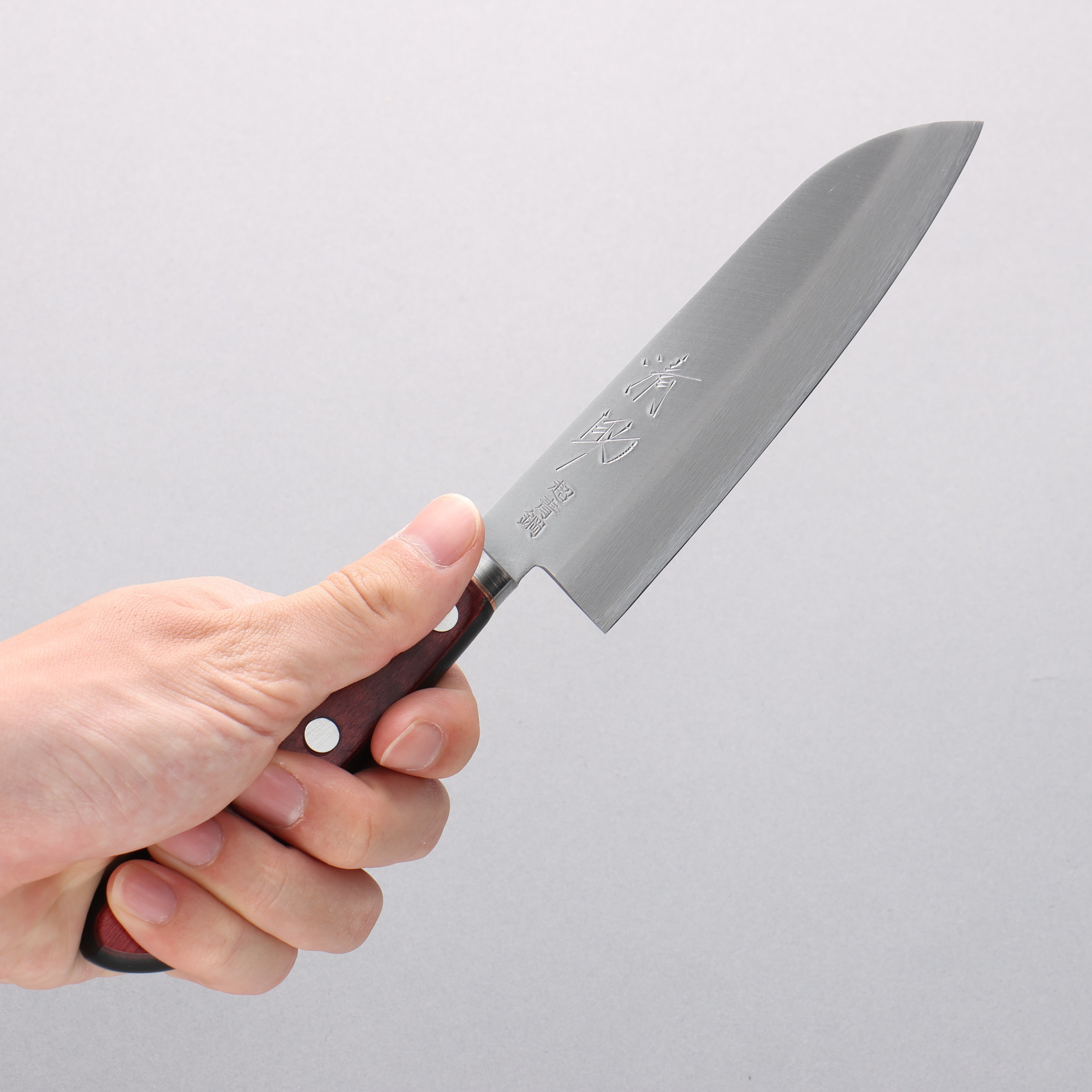 Seisuke Blue Super Migaki Finished Small Santoku 140mm Red and Black Pakka wood Handle - Seisuke Knife