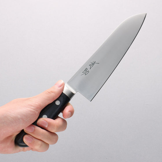 Seisuke Seiten Molybdenum Santoku 180mm Navy blue Pakka wood Handle with Sheath - Seisuke Knife