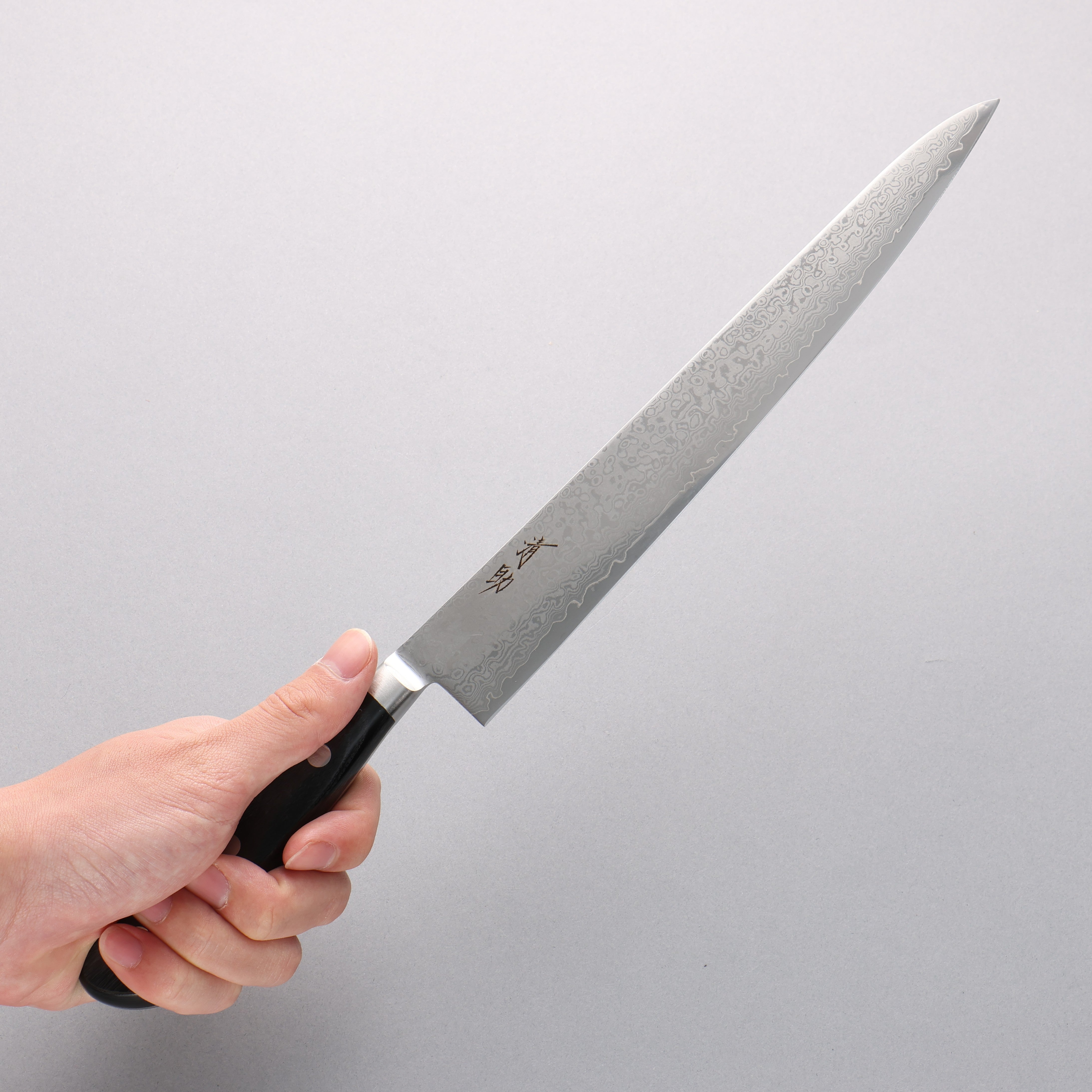 Seisuke VG10 33 Layer Mirrored Finish Damascus Sujihiki 240mm Black Pakka wood Handle - Seisuke Knife