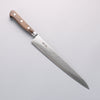 Seisuke Nami AUS10 Mirrored Finish Damascus Sujihiki 240mm Brown Pakka wood Handle - Seisuke Knife - Slide 1