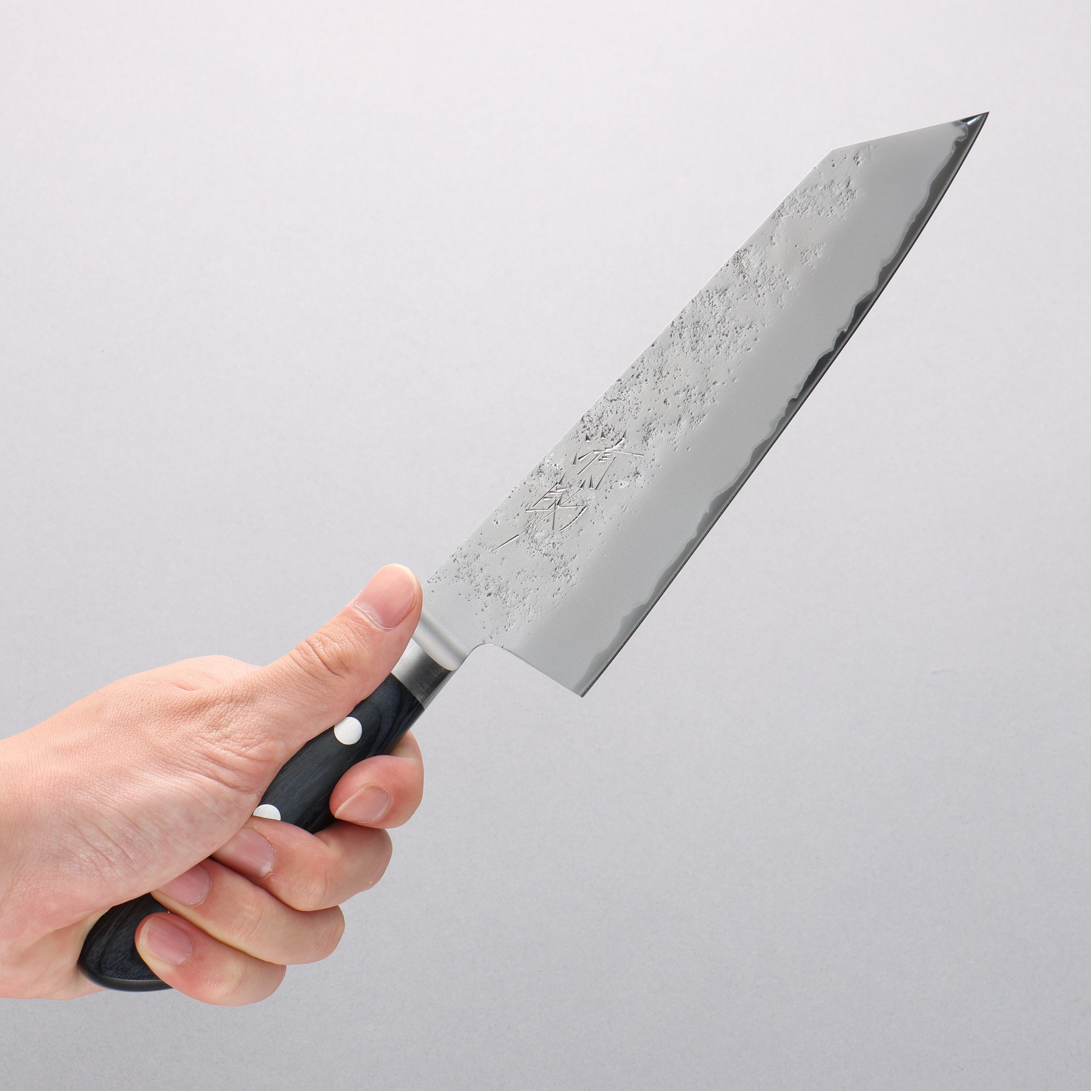 Seisuke Blue Steel No.2 Nashiji Kiritsuke Santoku 195mm Navy blue Pakka wood Handle - Seisuke Knife